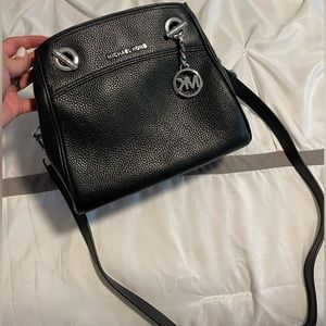 Michael kors black cross body bag silver accents